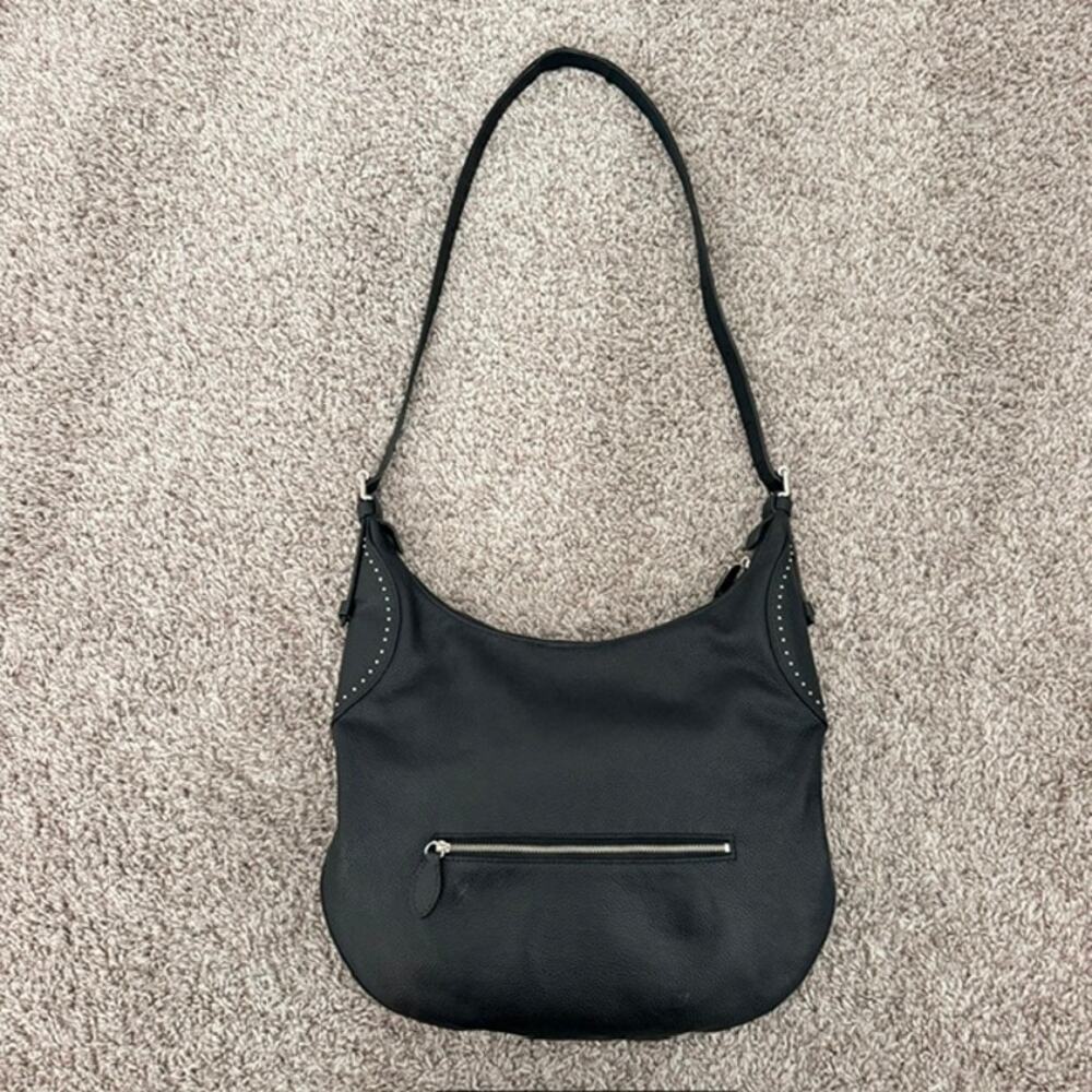 Rebecca Minkoff Studded Hobo Handbag Black Pebbled Leather Adjustable Strap
